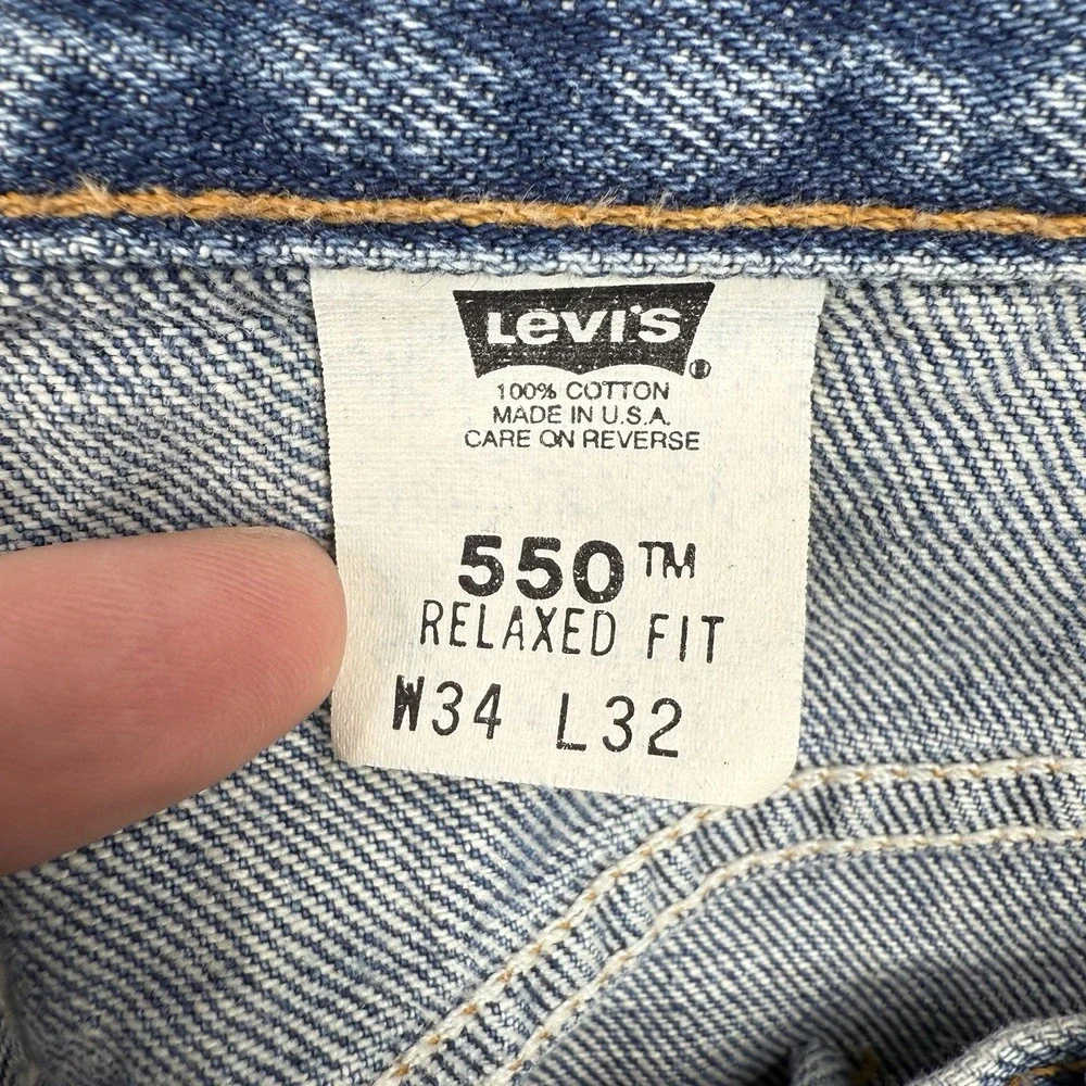 Vintage Levis Jeans Mens‎ 34x32 (Fits 34x30) Blue 550 Tapered Y2K Made In USA